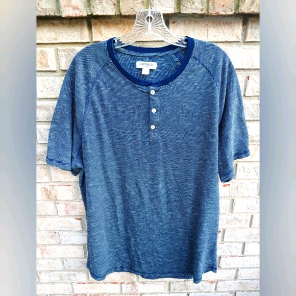 Goodthreads Other - Goodthreads Indigo Slub Contrast Neckline Short Sleeve Henley Top XL